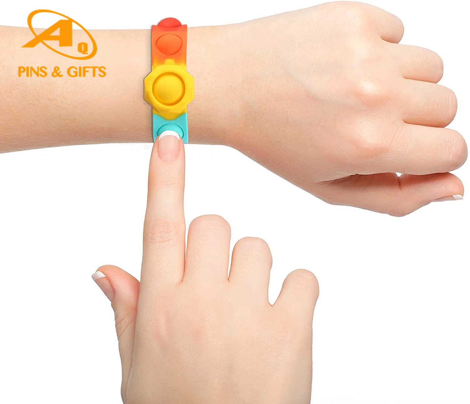 Fabrik Großhandel Gummi Push Hand Stress Relief Spielzeug Squeeze Logo Benutzerdefinierte Silikon Kunststoff LED RFID Armband Schweiß Santizer Pop IT Armband