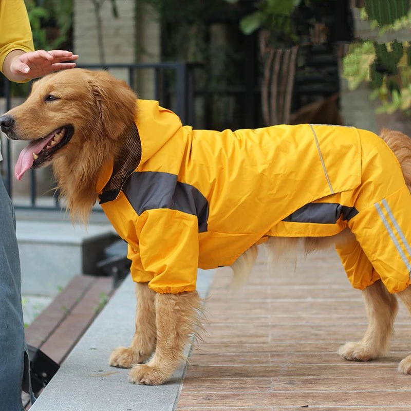 Hot Wholesale/Supplier Large Dog Pet Raincoats Adjustable Dog Clothes Waterproof Lightweight Rain Jackets