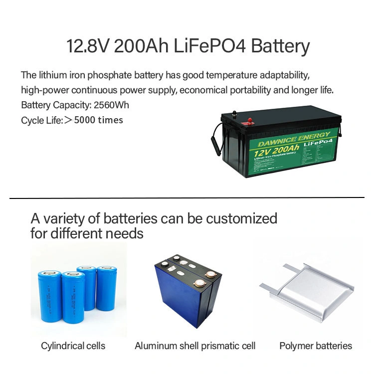 12V 50ah 100ah 200ah 300ah 400ah Battery Pack LiFePO4 with BMS for Solar System RV Electric Car Scooter Motorcycle Boat