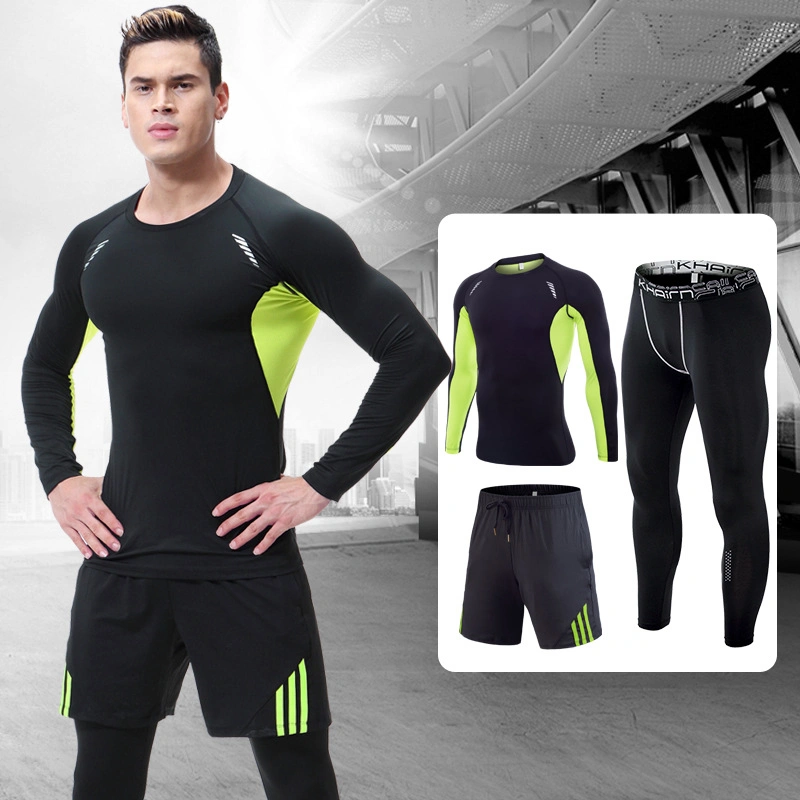 SJ-MT2004 New Style Breathable Long Sleeve Outdoor Three Piece Men&prime; S Yoga Workout Suit Men Fitness Sport Wear