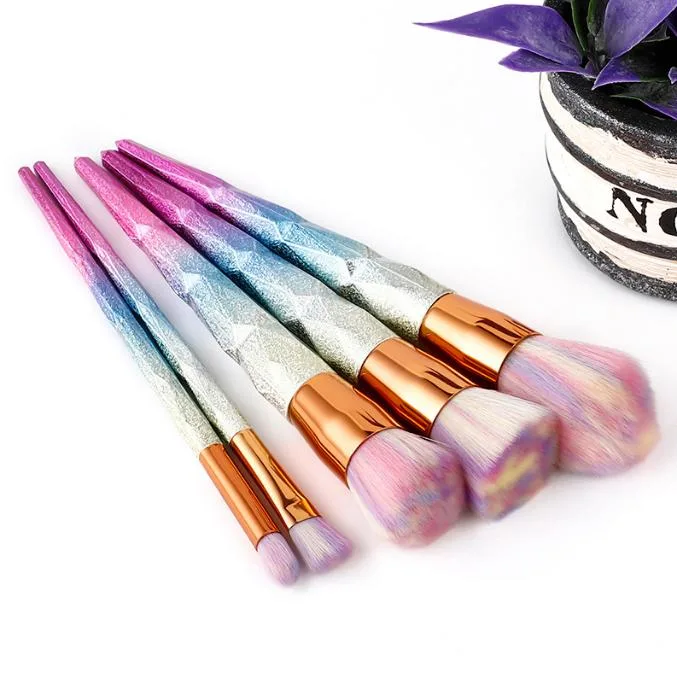 New Arrival 5PCS Makeup Brush Set with Colorful Synthetic Hair Cosmetic Brushes