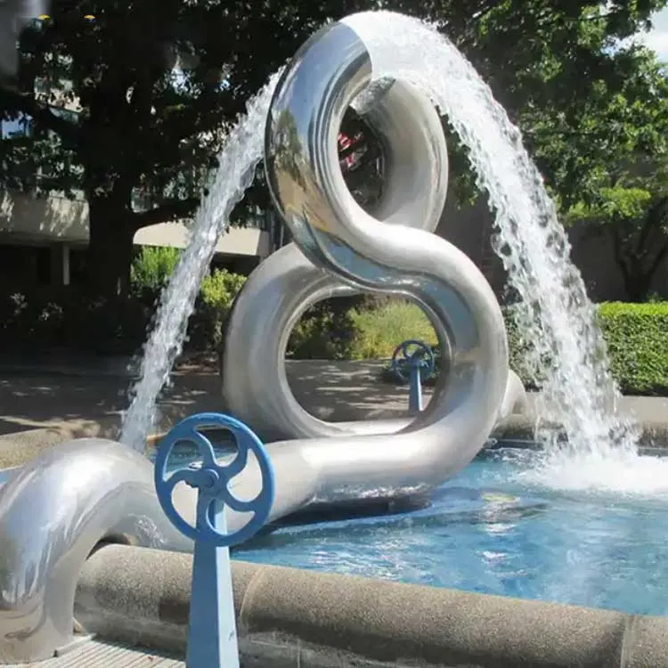 Custom OEM ODM Metal Large Garden 8 Shape Art Stainless Steel Statue Water Fountain