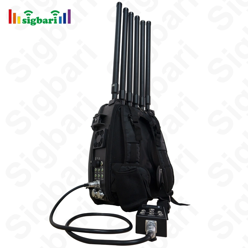 6 Channels 170W High Power Backpack Portable Anti Drone WiFi 2.4G 5.2g 5.8g GSM 900MHz GPRS 1.2g 1.5g Jammer