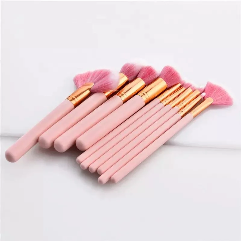 Yaeshii 10PCS Pink Beauty Tools Kit Custom Makeup Brush Set