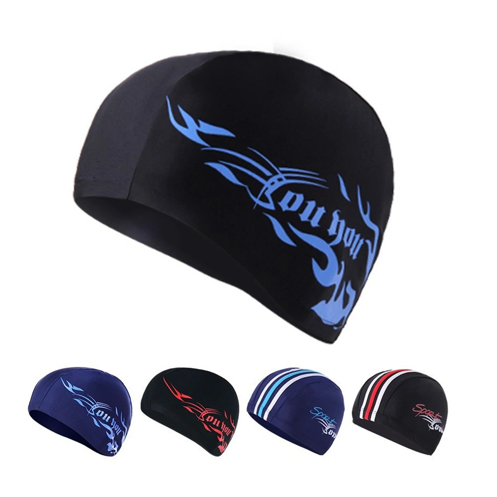 À la mode Impression logo personnalisé antibactérien Windproof Quick Dry respirant drôles de chapeaux chapeaux de natation en PVC souple en silicone nager en nylon Lycra Latex Polyester Cap