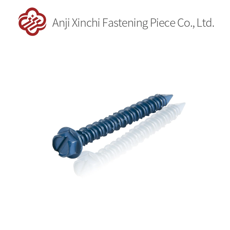 Hexagonal Groove Blue Color High-Low Thread Ruspert Coating Concrete Screws