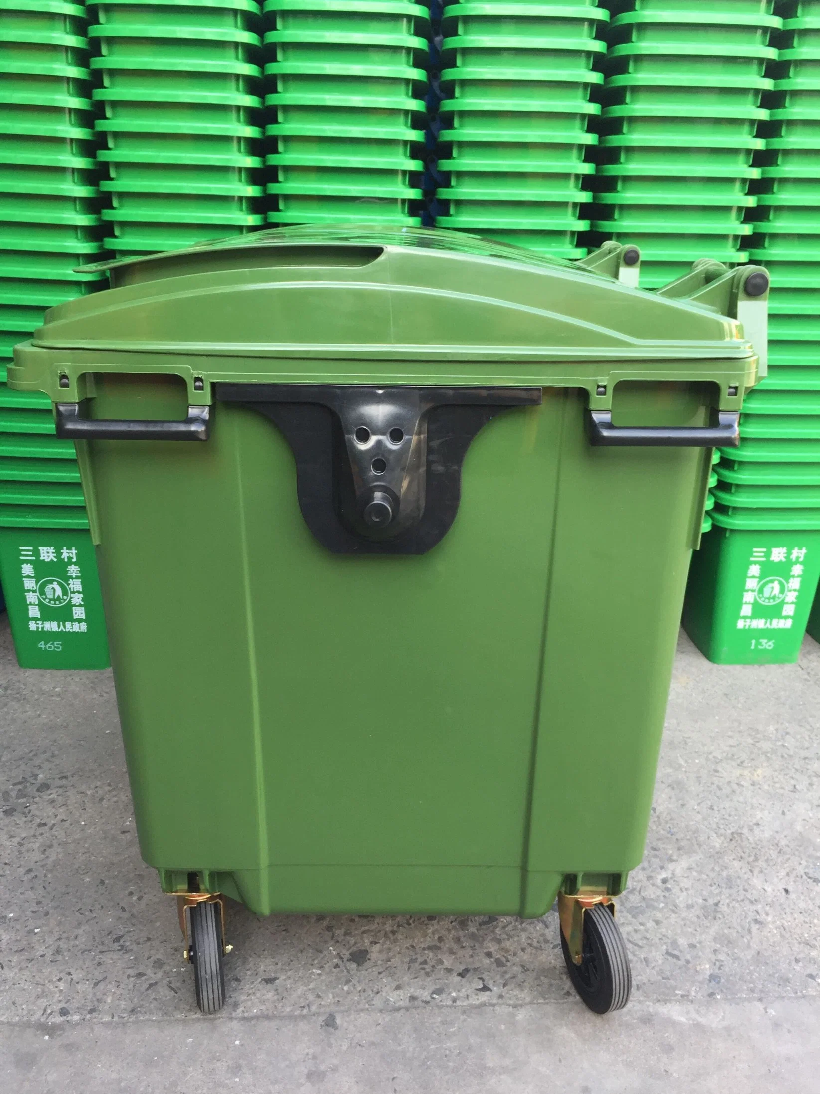 Large 1100 Litre HDPE Plastic Wheelie Dustbin for Outdoor Usage