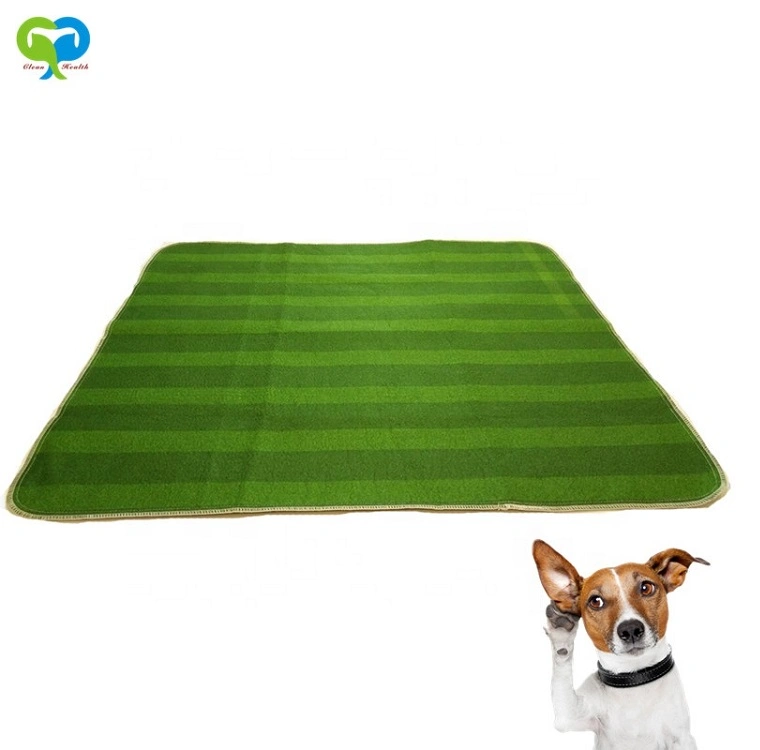 Impresos personalizados verde césped lavable Pet la almohadilla de formación de almohadillas de pis de perro reutilizables.