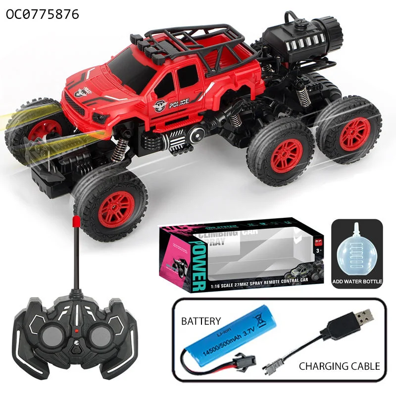 6CH RC Rock Climbing Remote Control Car with Light and Music Mist Spray Boys Toys