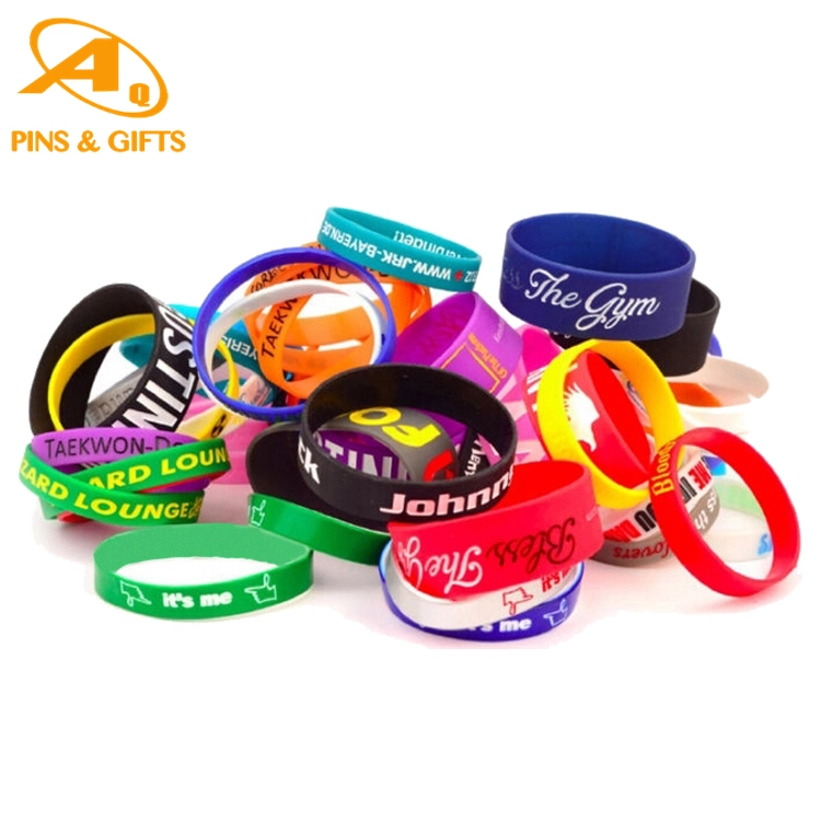 Fashion Embossed Color Filled Bracelet Customized Printed Logo Rainbow Rubber Adjustable RFID Silicone Wristband