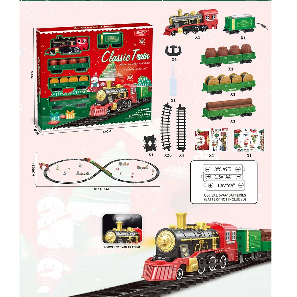 Railway Kit Electric Train Toys with Smoke Christmas Locomoto Train Set