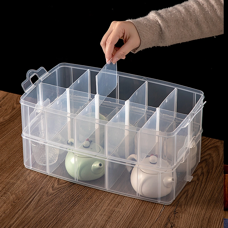 7202 High Quality Transparent Compartmentalized Cup Plastic Storage Box