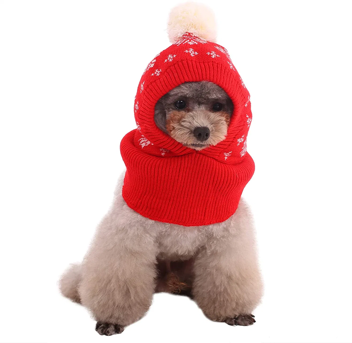 Dog Winter Hat, Dog Knitted Hat Pet Christmas Winter Warm Caps Cute Accessories Neck Ear Warmer Hood Warm Scarf Party Decoration for Pet Cat and Dog Fit for SMA