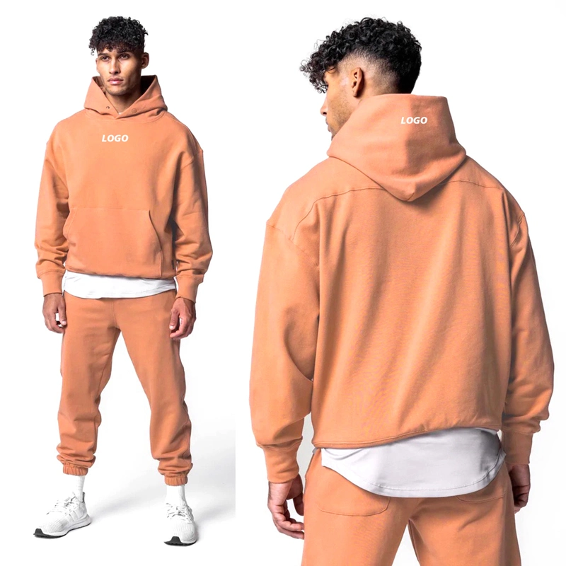 Wholesale/Supplier 2PCS High quality/High cost performance Hooded Gym Sweatshirt + Jogger Pants with Zipper Pocket, Custom Casual Sports Fitness Hoodie Sweatsuit for Men Athletic Jogger Set