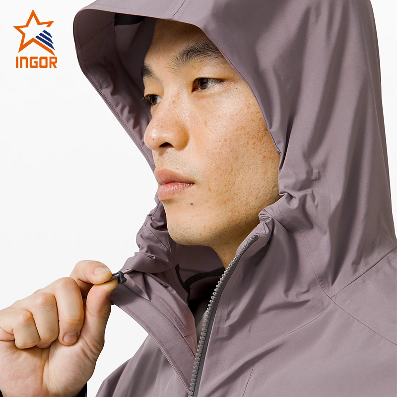 Ingorsports Waterproof Men's Sportswear Outdoor Pockets Jacket with Back Glowing