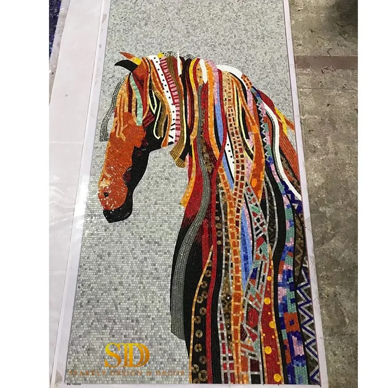 Hand Made Customized Animal Glass Mosaic Murals Glass Mosaic Wall Artwork for Sale