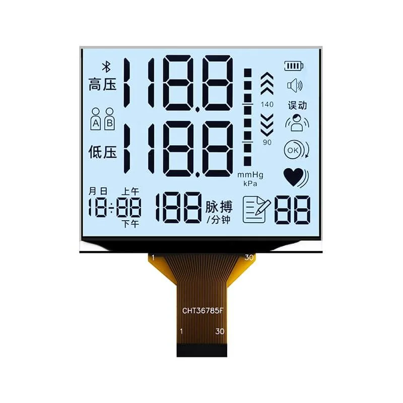 Custom Blood Pressure and Pulse Measuring Instrument Segment LCD Display
