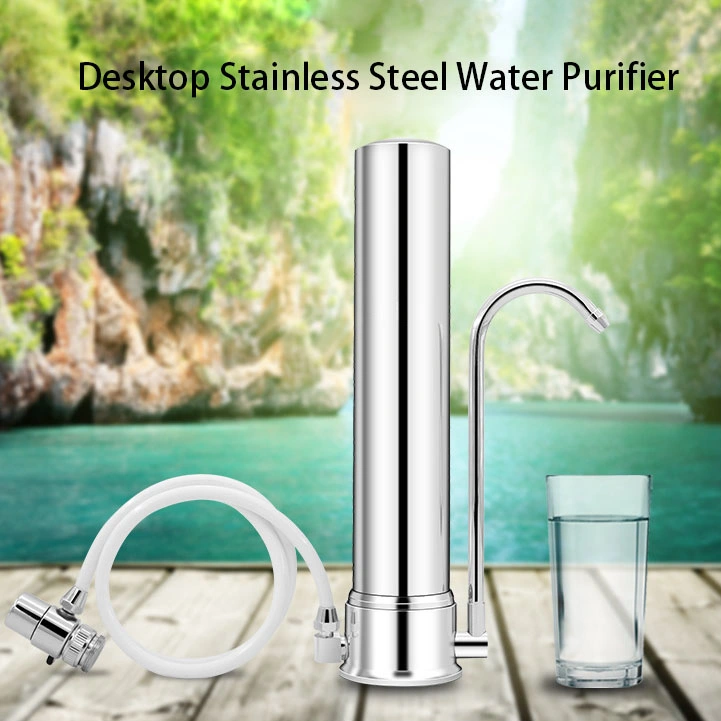 304 Stainless Steel Table Top Single Stage Ceramic Activated Carbon Water Filter with Customized Service Laser Logo