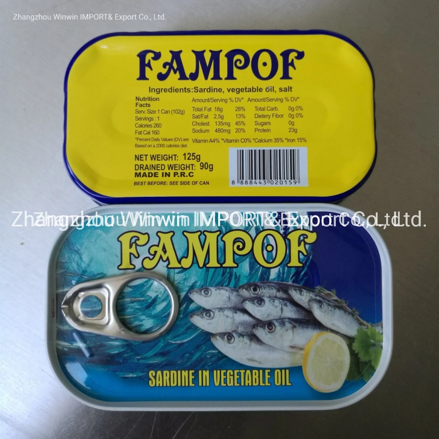 Cheap Price Canned Sardines in Vegetable Oil 125g Factory