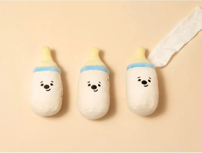 Cotton Stuffed Plush Toys Pets Teething Toys Milk Bottle for Puppy