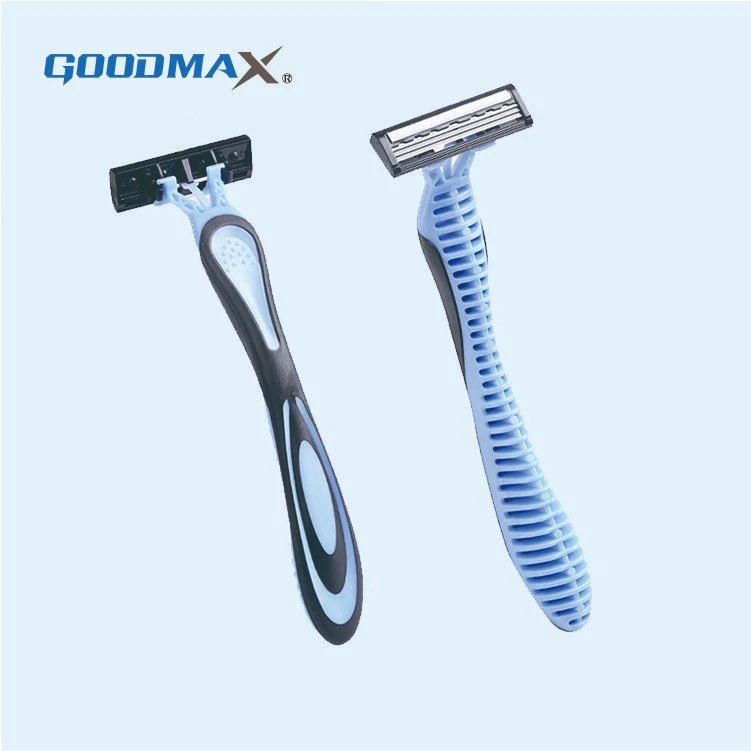 Triple Blade Rubber Grip Disposable Shaving Razor