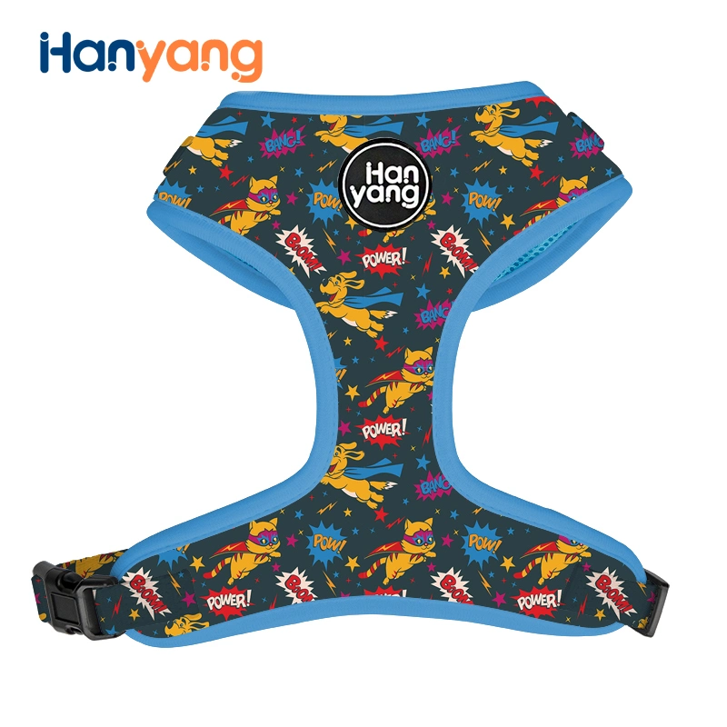 Hanyang OEM personnalisé PET Accessoires impression Reflective harnais réglable Quick Libérez le jeu de harnais pour chien à motif polyester ajouté