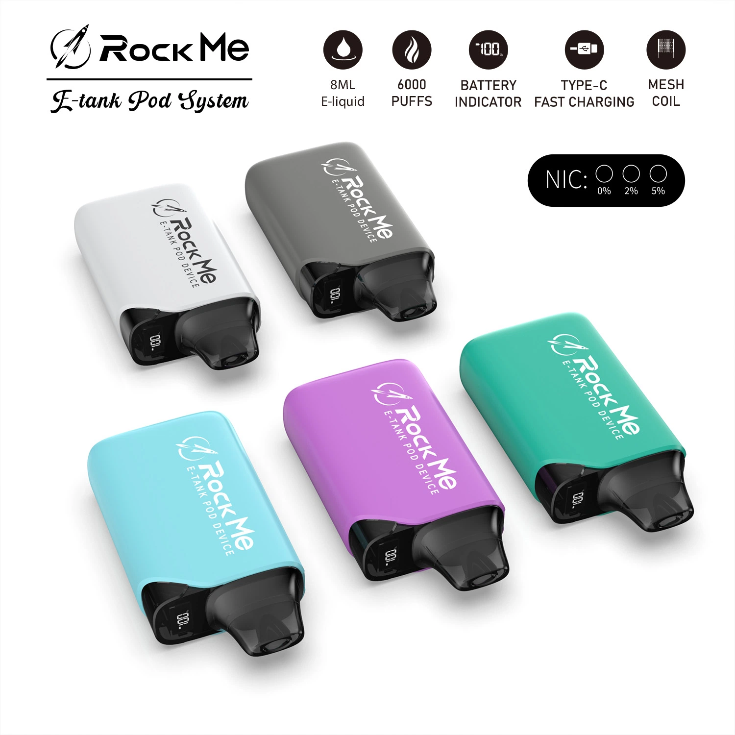 E-réservoir 600 mAh Batterie Vape jetables système Pod Vente directe en usine