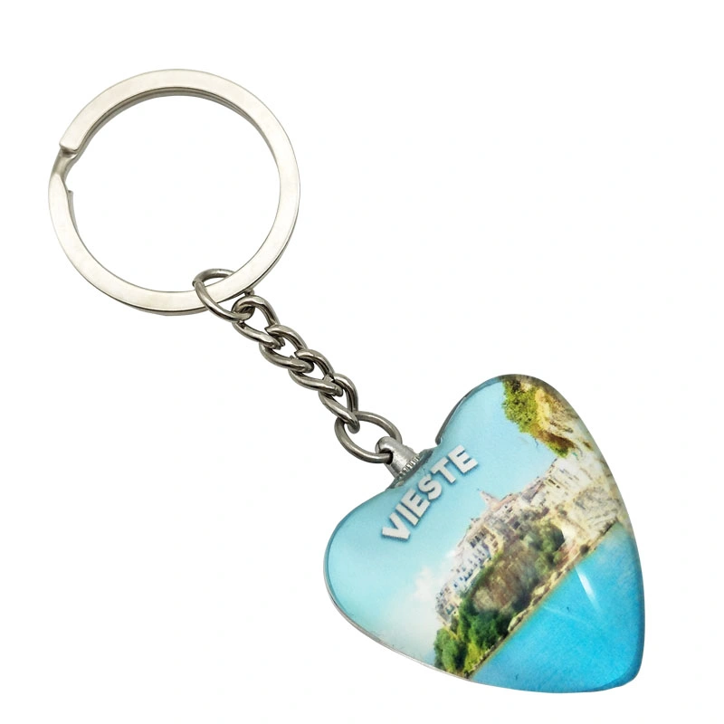 Glass Keychain Heart-Shape Tourist Souvenirs Keychain