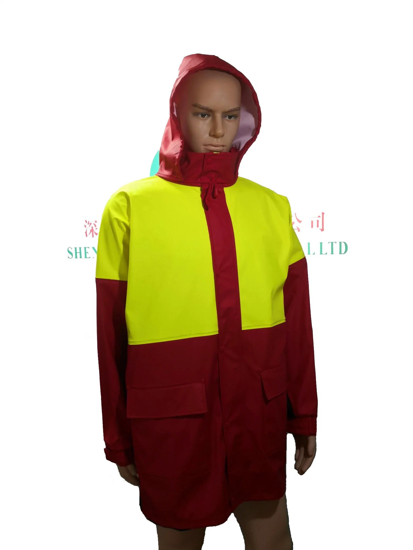 Unisex Workwear High Visibility Protective Clothing PU Rainwear