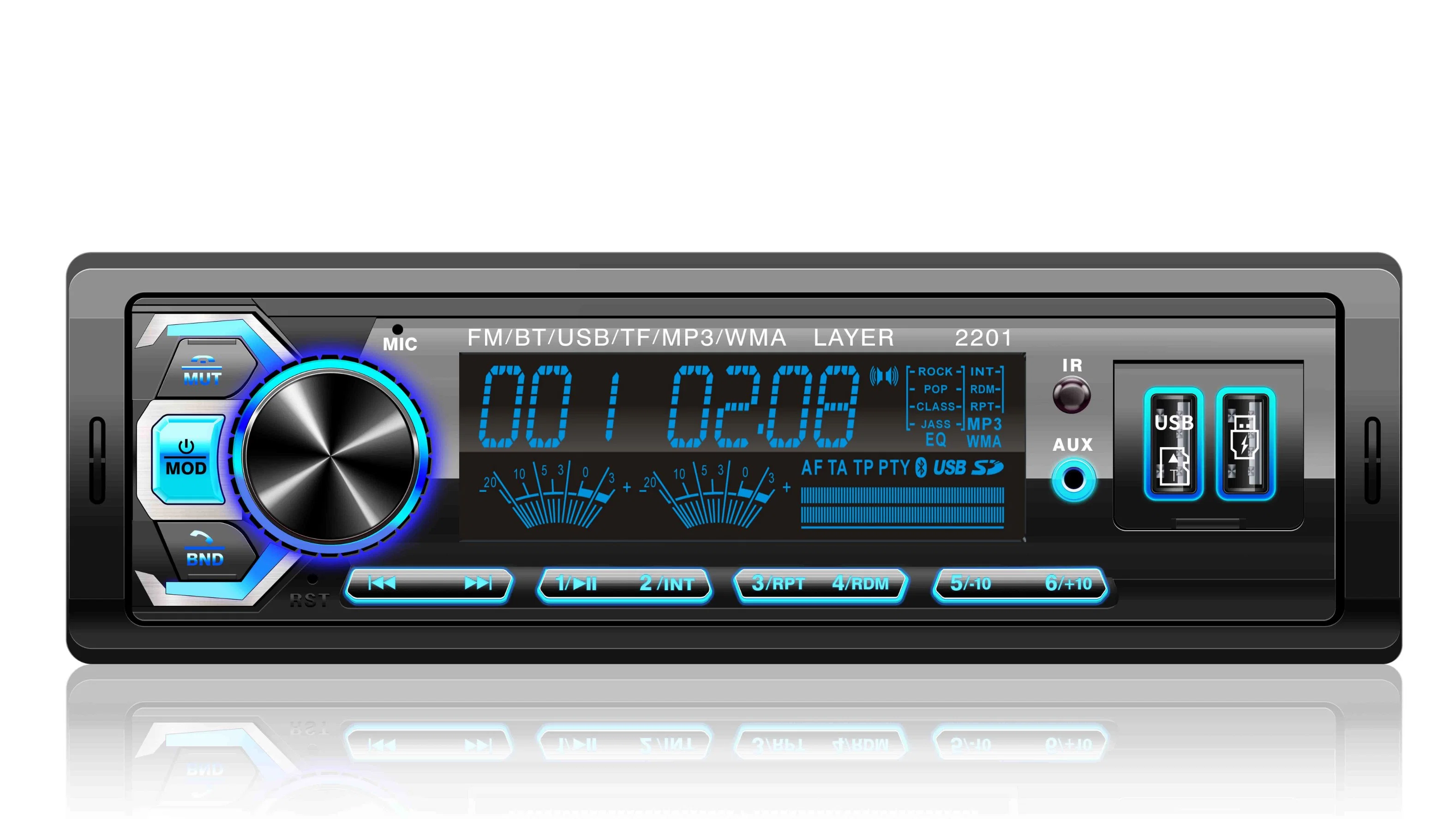 Car Audio FM Radio 2USB Multimedia MP3 Audio Player with Voice Assistant