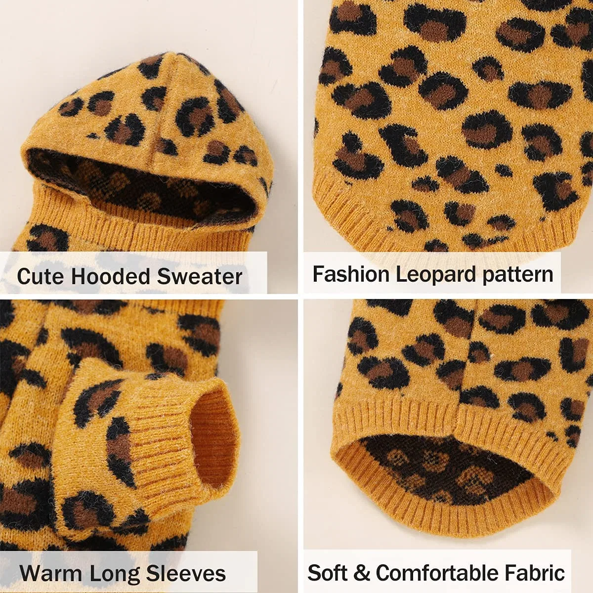 Warme Puppy Leopard Muster Pullover Hundekleidung mit weicher Strickmode Hoodie für doggy Großhandel/Lieferant Außenbekleidung