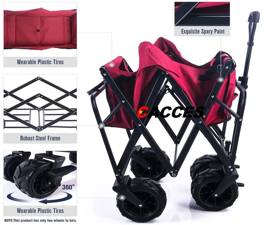 All Terrain Utility Folding Wagon, Collapsible Garden Cart,Heavy Duty Beach Wagon,Trolley Trailer for Shopping, Camping, Sports, Fishing and Outdoor Activities