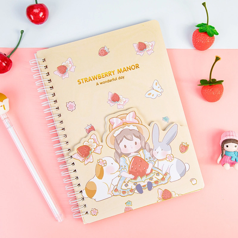 Student Note Book Spiral Coil Notebook Cartoon Cute Style Cover Gold Stamping