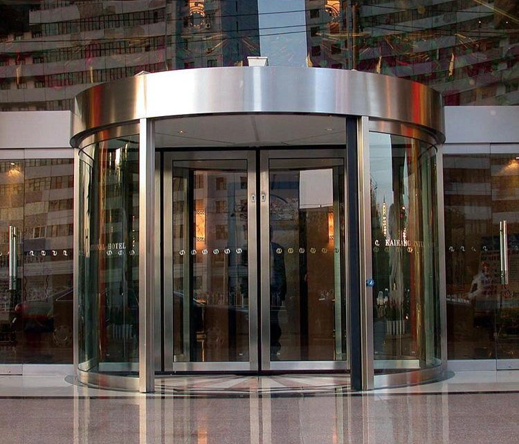 Automatic Revolving Door Clad with Stainless Steel Unpainted or Rose Gold Various Available