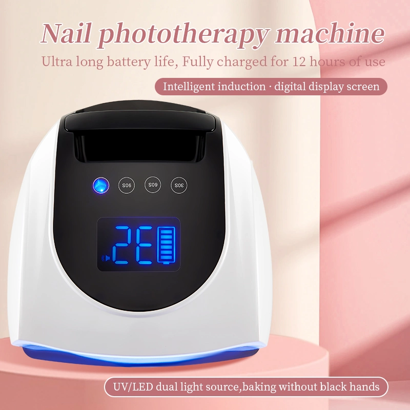 96W Portable Wireless LED Light Nail Lamp for Gel Polish Nails Curing with Long Working Time