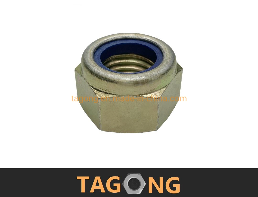 Yellow Zinc Class 8 M30 DIN6924 Blue Ring Hex Nylon Insert Nuts