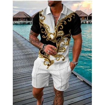 Wholesale/Supplier Summer Hawaii style Tee shirt short suit vêtements de sport personnalisés Ensemble décontracté jogging costume pour Homme