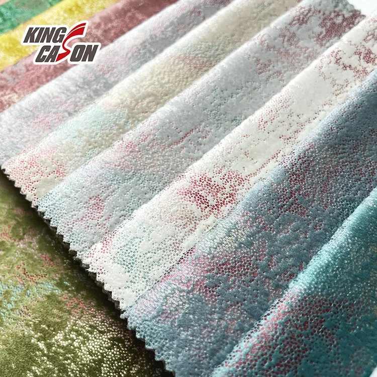 Kingcason Polyester Tricot Floqué Dorure Feuille d'Or Velours Hollandais Tissu pour l'ameublement de la maison.