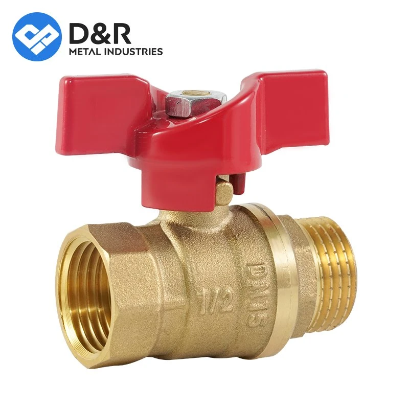 D&R China Valve Manu Factory Bsp NPT Nickel Coating Material 1/2 Inch Brass Ball Valve with Iron Ball Aluminum Butterfly Handle