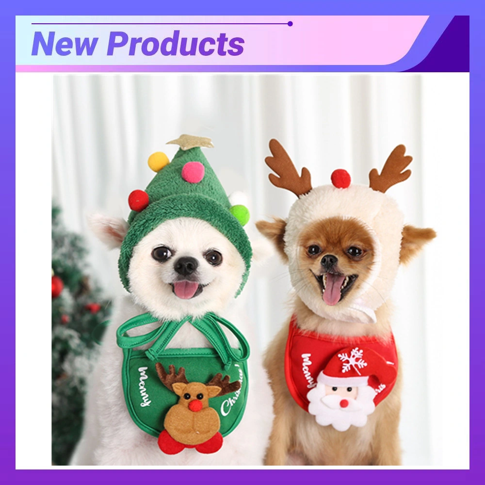 2022 New Arrival Christmas Pet Supplies Dress up Saliva Towel Christmas Dog Bandana Pet Hat for Dog Cat