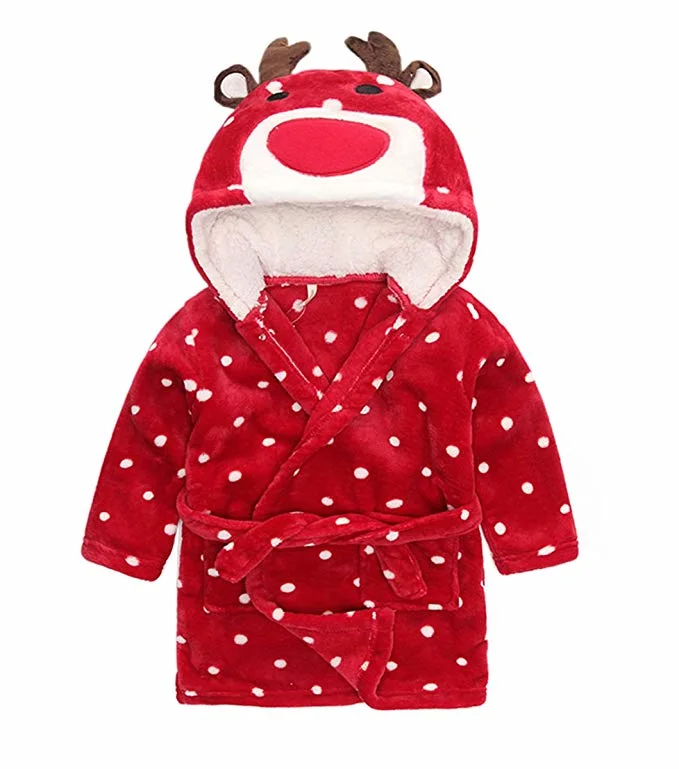 La niña Coral Albornoz Polar Unisex Bata niños Pijamas Ropa de bebé