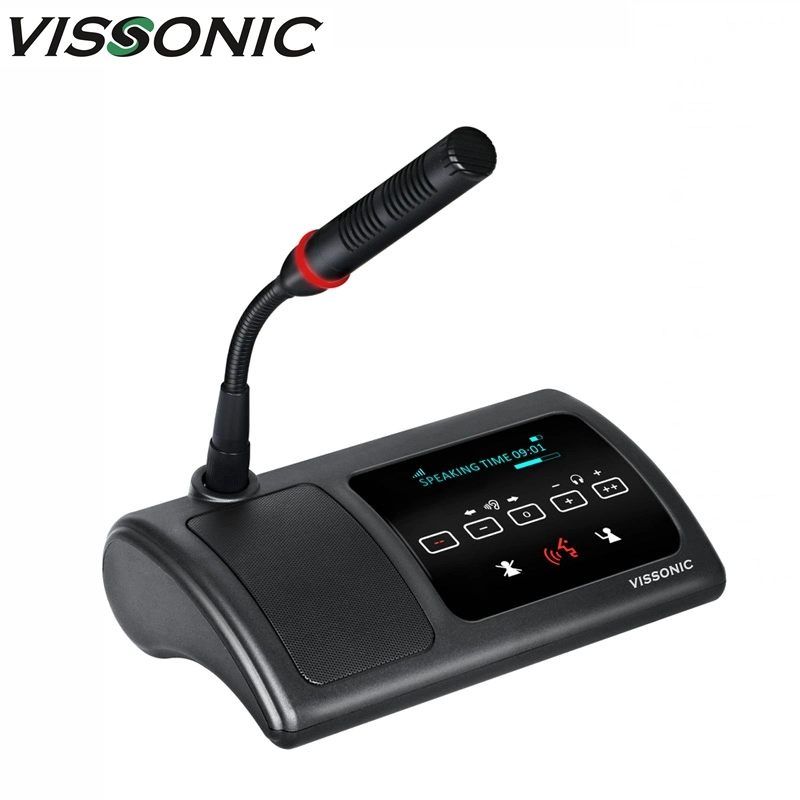 Ecrã OLED Vissonic 5g digital sem fio WiFi Discussão Votação Presidente delegado com microfone de conector de interface palpável