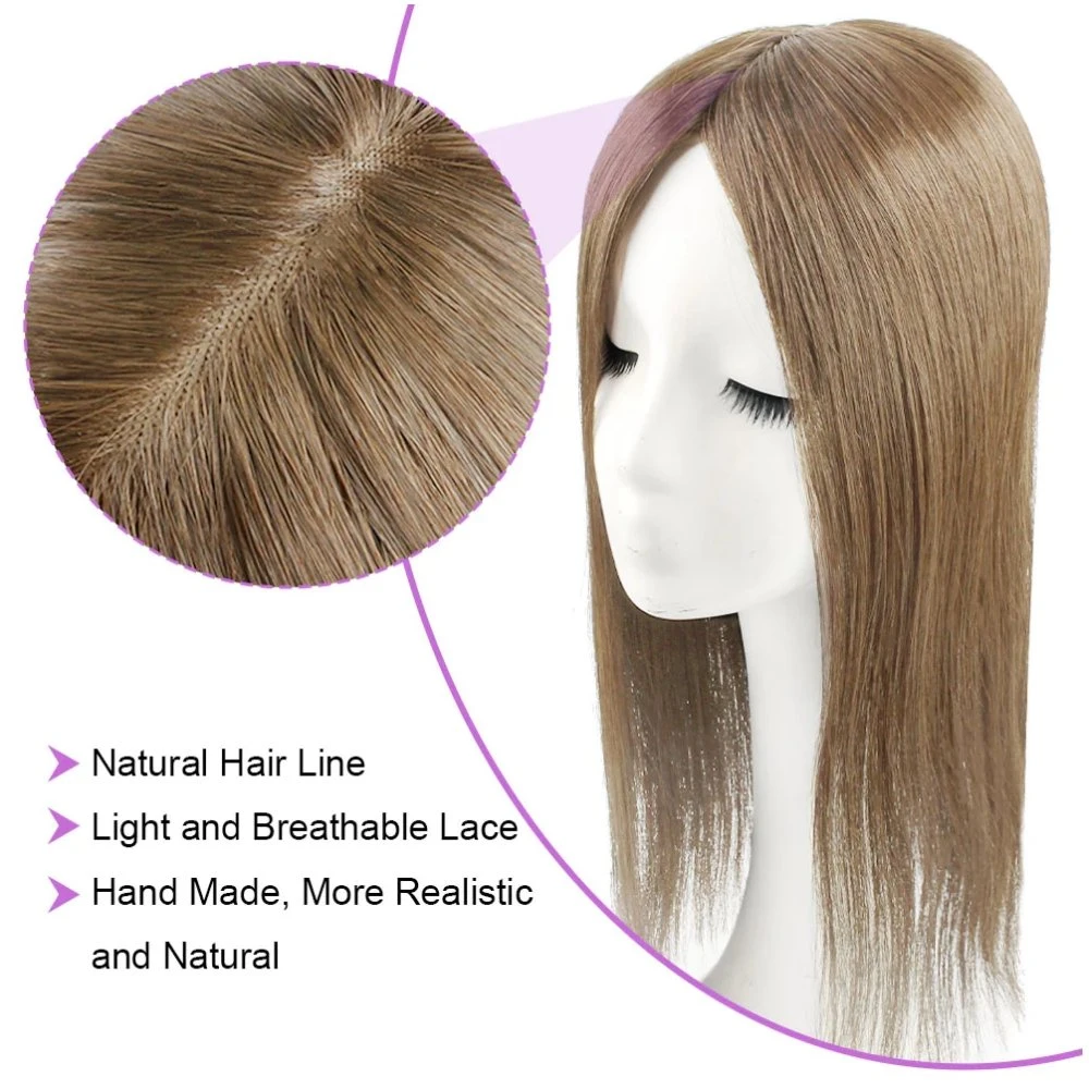 Monofilament Base Virgin Human Hair Toppers for Thinning Hair Women