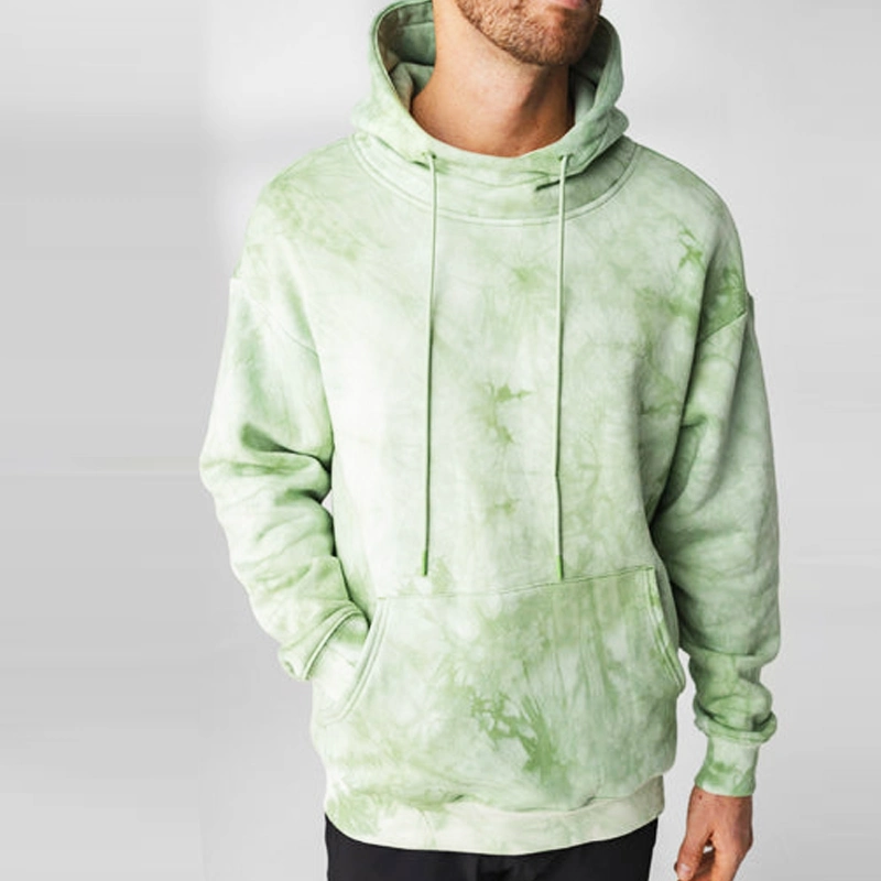 100%Cotton High Neck Plain Workout Tie Dye Pullovers Hoodies for Men