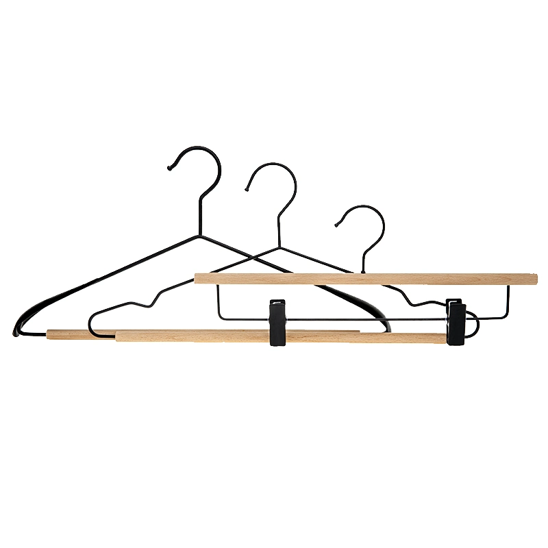 Percha de madera y metal para ropa, camisa, abrigo, pantalón, lavandería, prendas de vestir, tela, ropa, perchero de plástico.