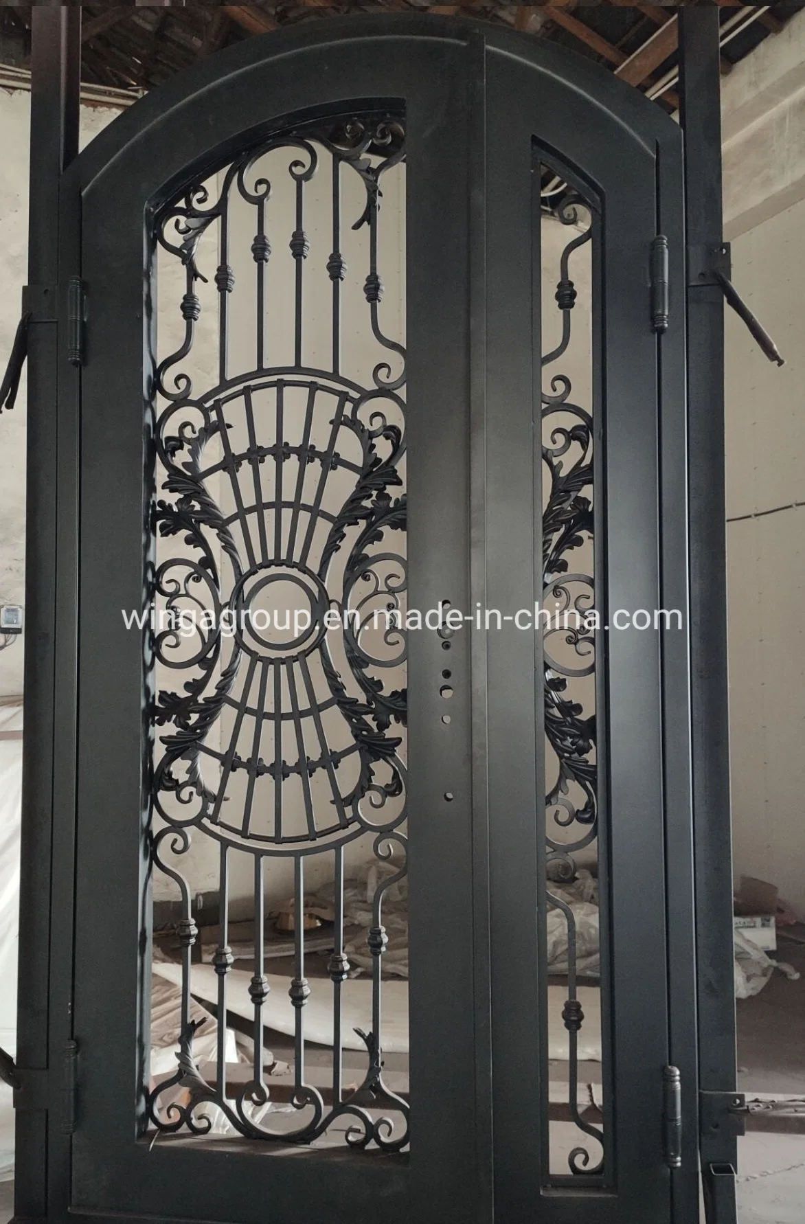 Japan Market Entry Front Wrought Iron Steel Security Glass Door