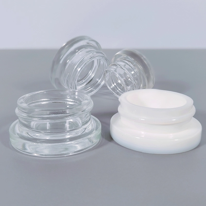 3ml 5ml Child Resistant Packaging Glass Concentrate Jar Clear Glossy White with Lids for Eye Cream