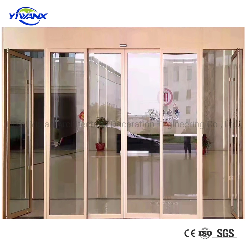 أبواب زجاجية من الألمنيوم الداخلية للفنادق والمباني التجارية والصناعية عالية الجودة والتشغيل التلقائي والتجارية والسيارات.