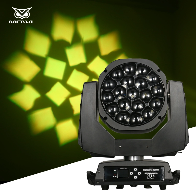 Mowl Hersteller Preis 19X15W Big Bee Eye 19*15W RGBW 4in1 LED-Zoom-Strahl Wash Moving Head Light