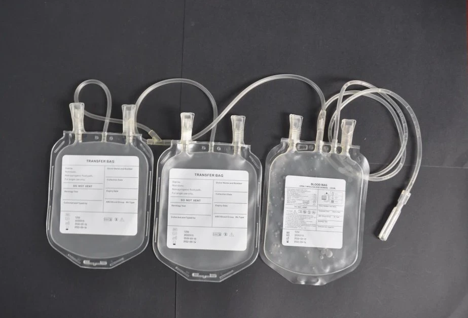 CE/ISO Medical Disposable Sterile Manufacturers Price PVC Cpda-1 Blood Collection Bag 100 Ml 250ml 450ml 500ml Medical Quadruple Triple Double Single Blood Bag